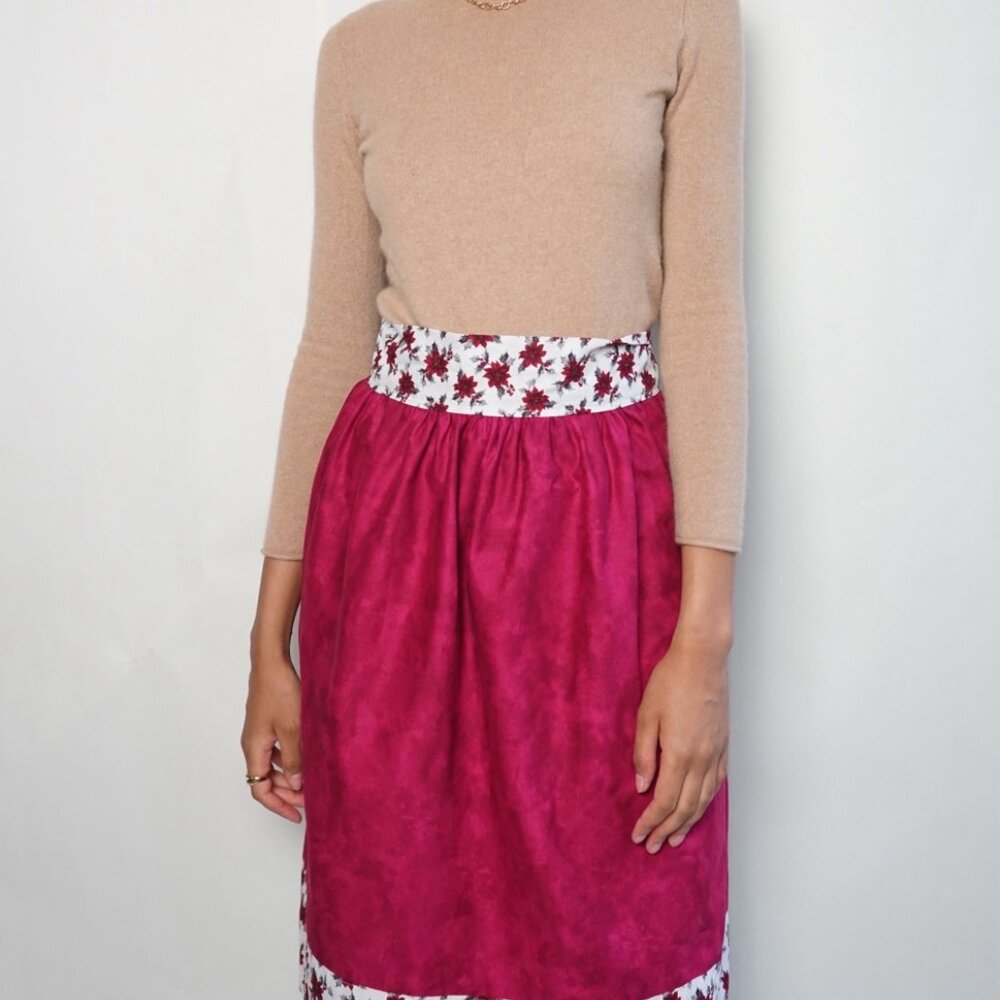 NEW Handmade Purple White REVERSIBLE Floral Half Apron - Adult (One Size)